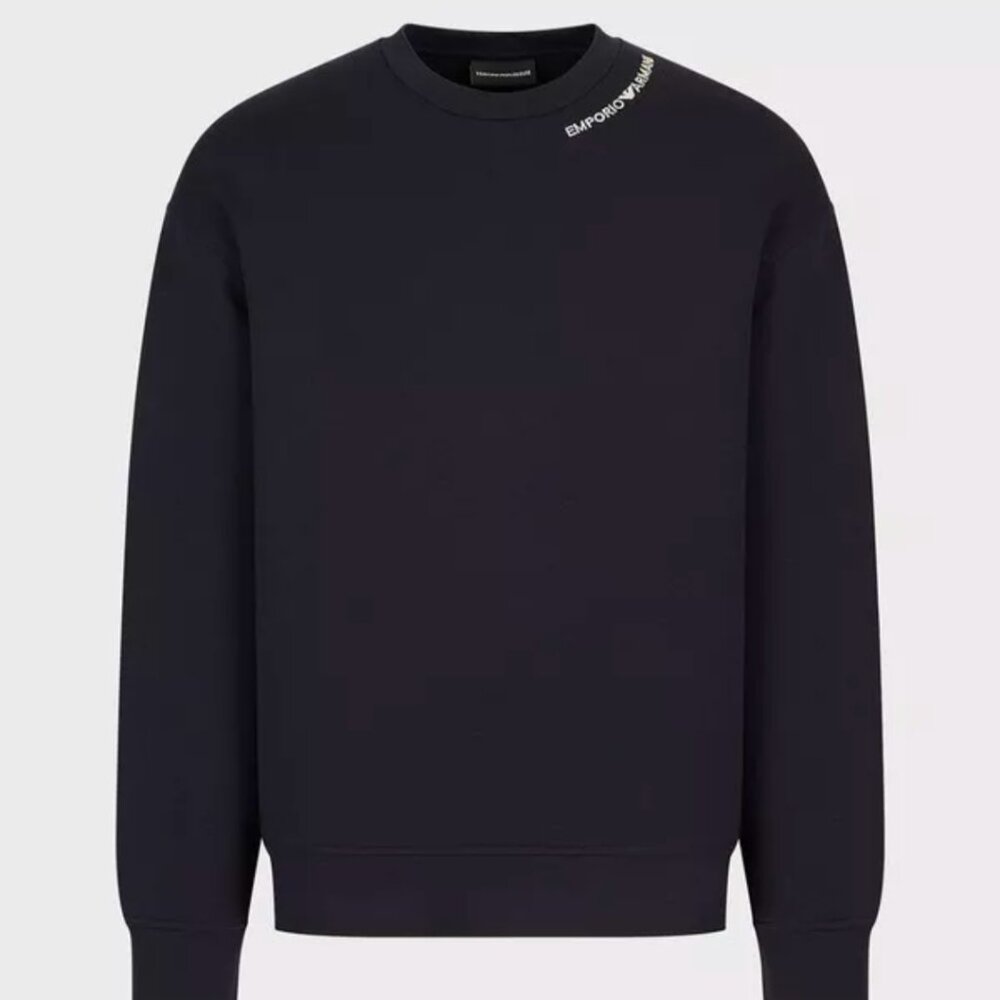 Emporio Armani Men Double-Jersey Sweatshirt With Logo Embroidery At The Neckline